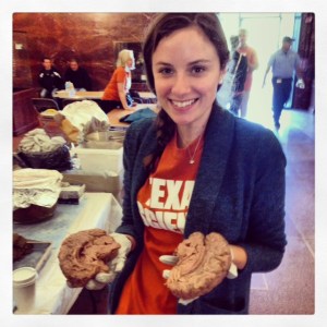 Carrie holding brain